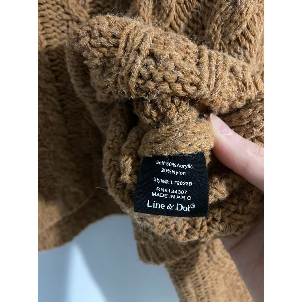 Revolve Line & Dot turtleneck sweater women S brown cable knit oversized boxy - Picture 5 of 6